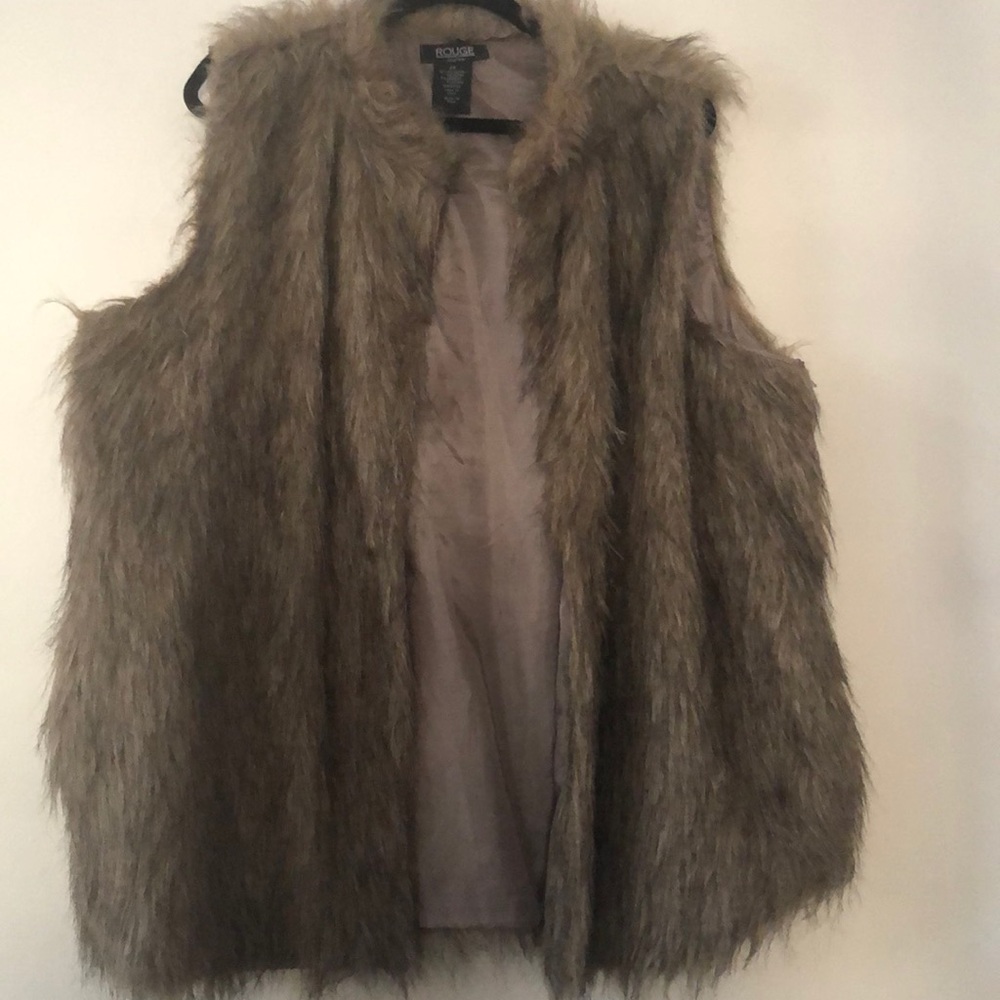 Brown faux fur vest